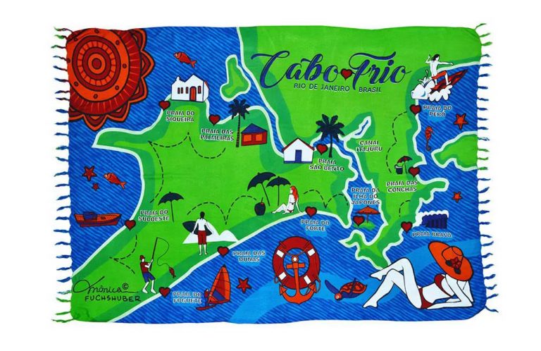 Mapa de Cabo Frio com pontos destacados para a loja em cada bairro com a legenda Explore nossas lojas em Cabo Frio e arredores